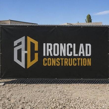 Heavy-Duty PVC Vinyl Fence Banner printed for Ironclad Construction